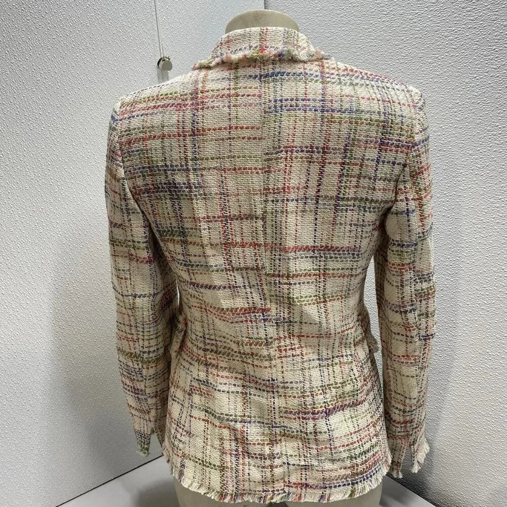 NEW AKRIS Women’s Fringe Tweed Blazer Jacket